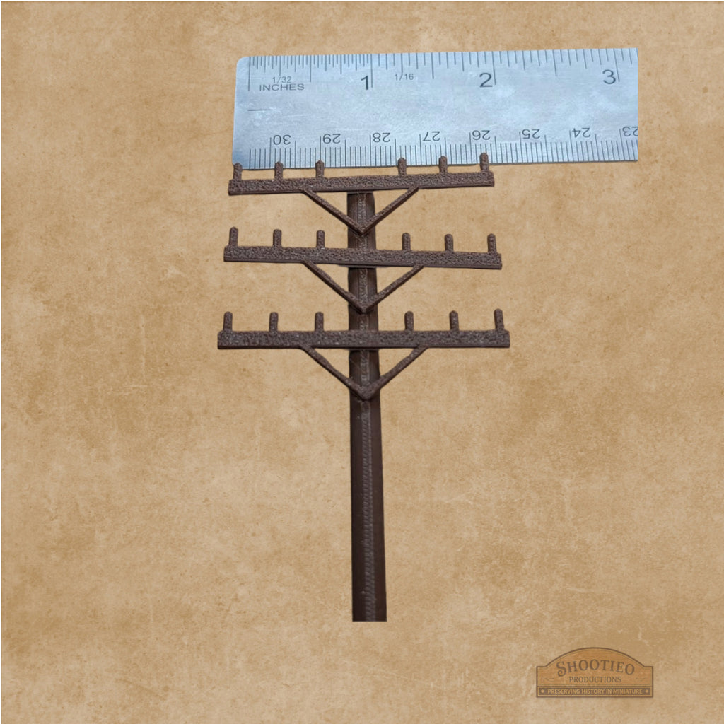 Professional Scale Telephone Pole Kit | Realistic Wood Grain | Tapered High-Strength Design | All Scales (1:24 - 1:87)