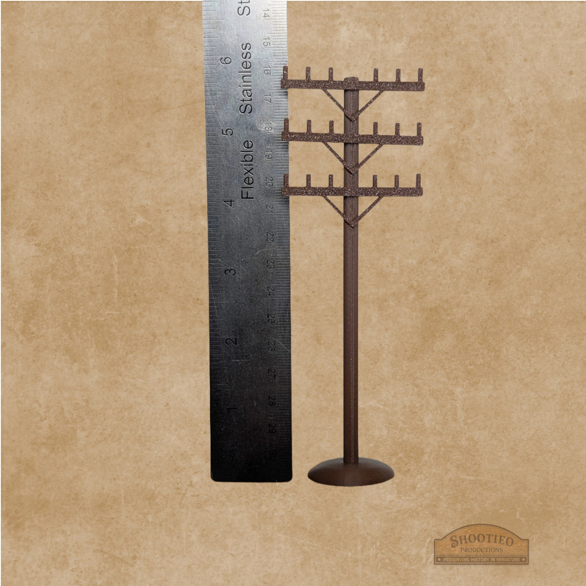 Professional Scale Telephone Pole Kit | Realistic Wood Grain | Tapered High-Strength Design | All Scales (1:24 - 1:87)